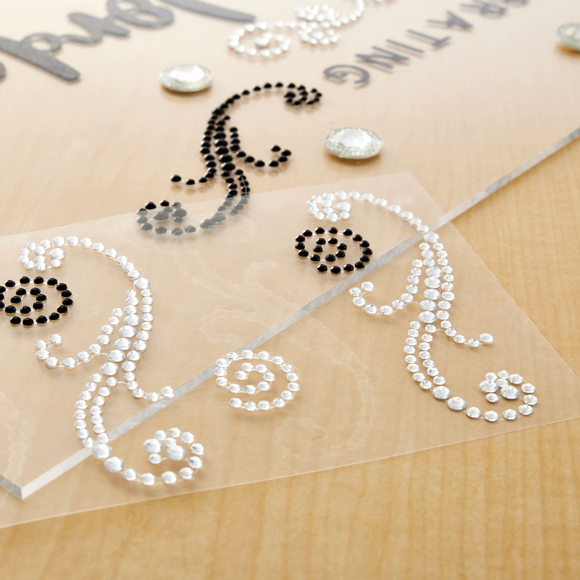 Black & Silver Rhinestone Flourish Stickers by Recollections™